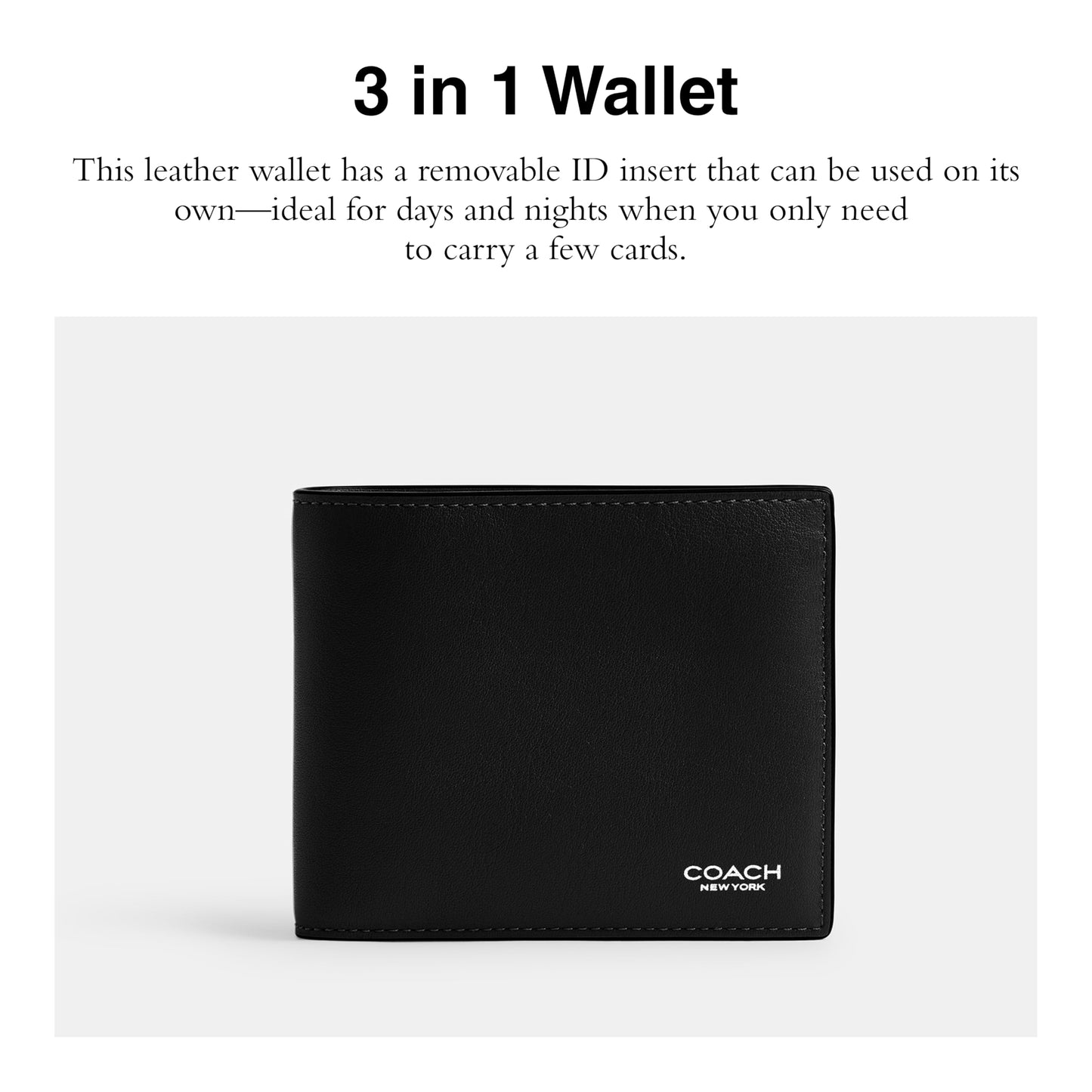 Leather 3-In-1 Bifold Wallet With Card Case