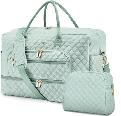 Large Travel Weekender Tote Bag With Wet Pocket