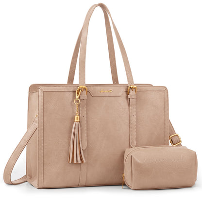 Vintage Leather Laptop Tote Bag