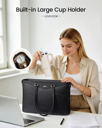 Waterproof Leather Laptop Tote Bag