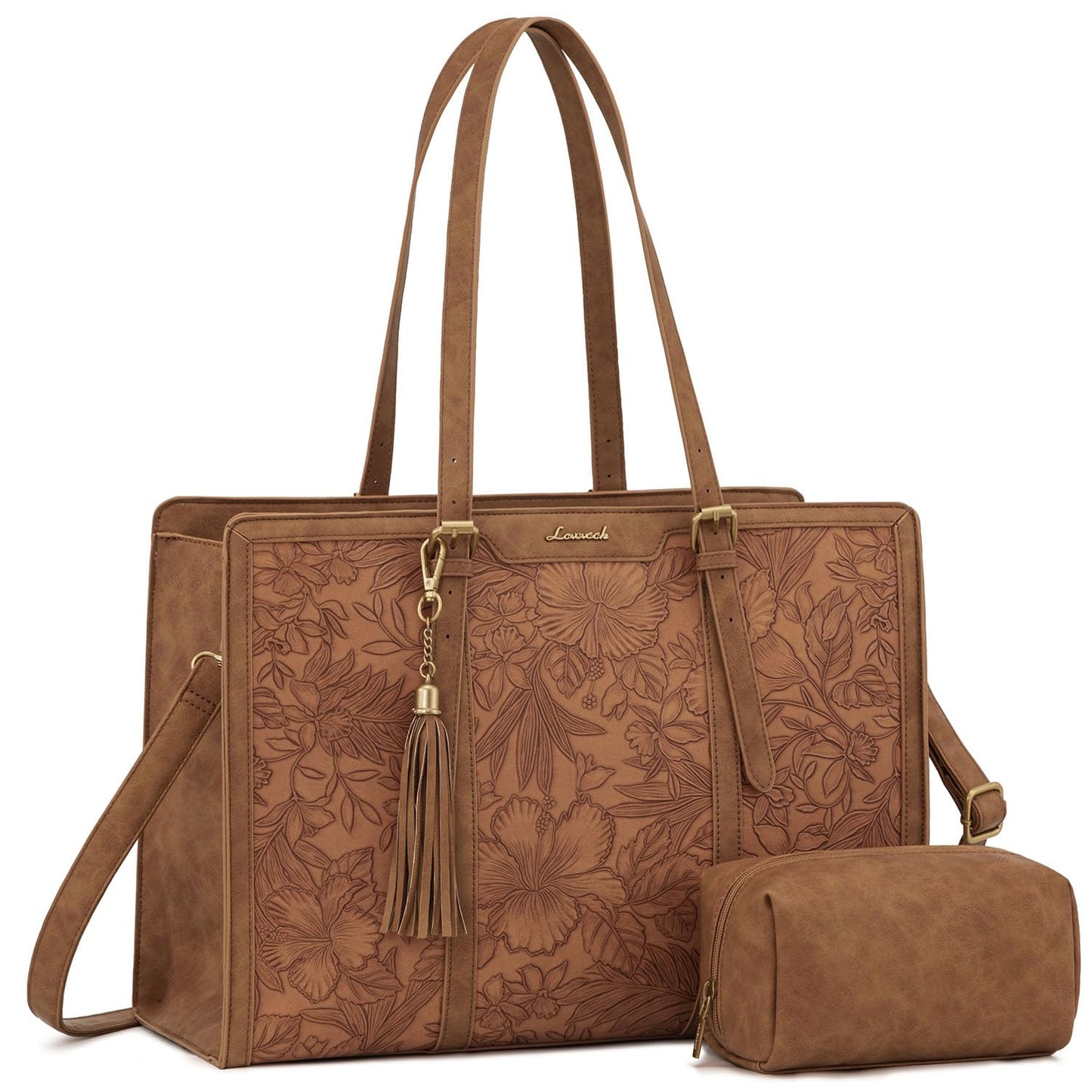Vintage Leather Laptop Tote Bag