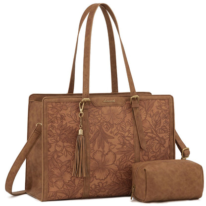 Vintage Leather Laptop Tote Bag
