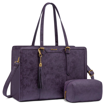 Vintage Leather Laptop Tote Bag