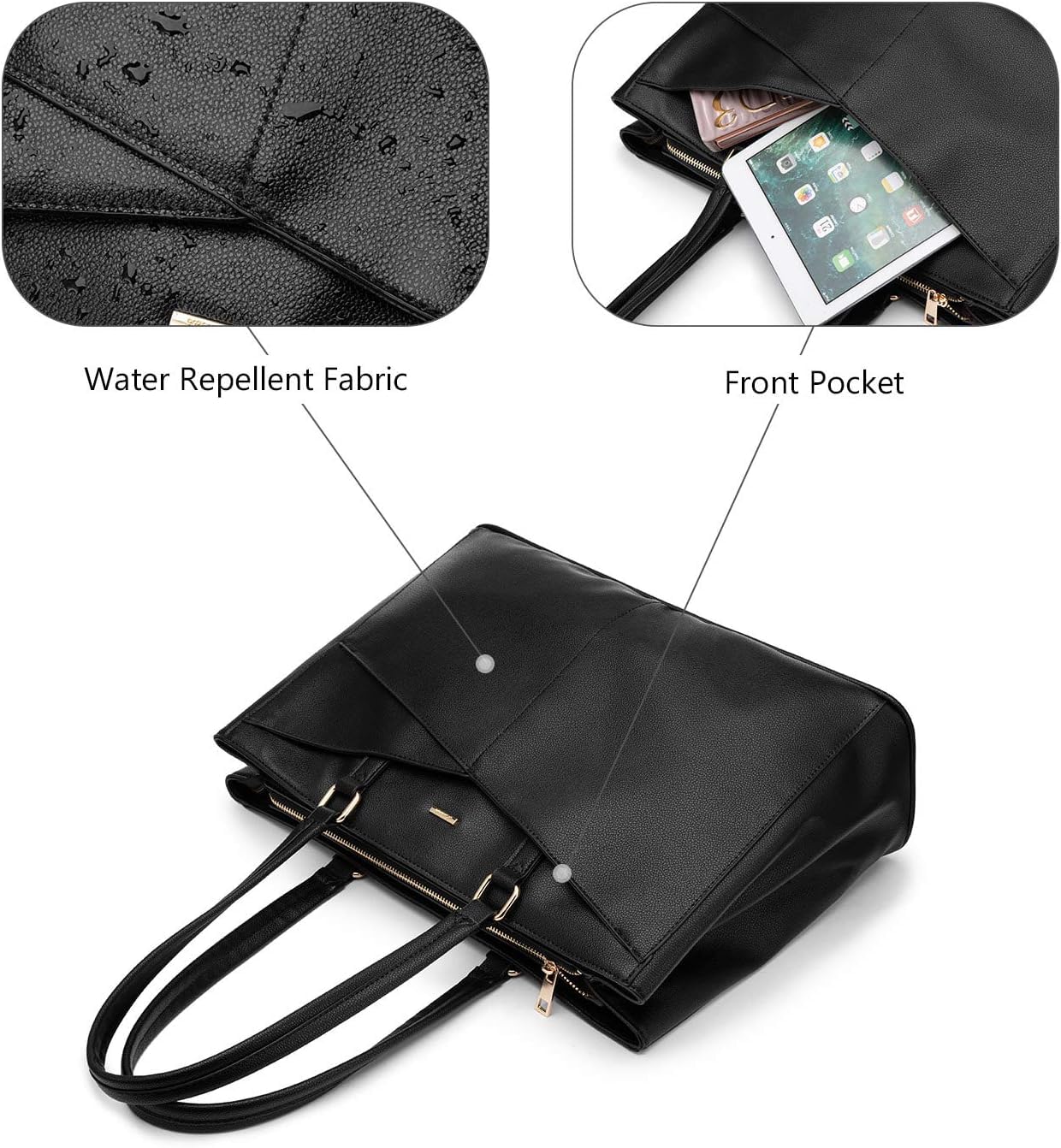 Waterproof Leather Laptop Tote Bag
