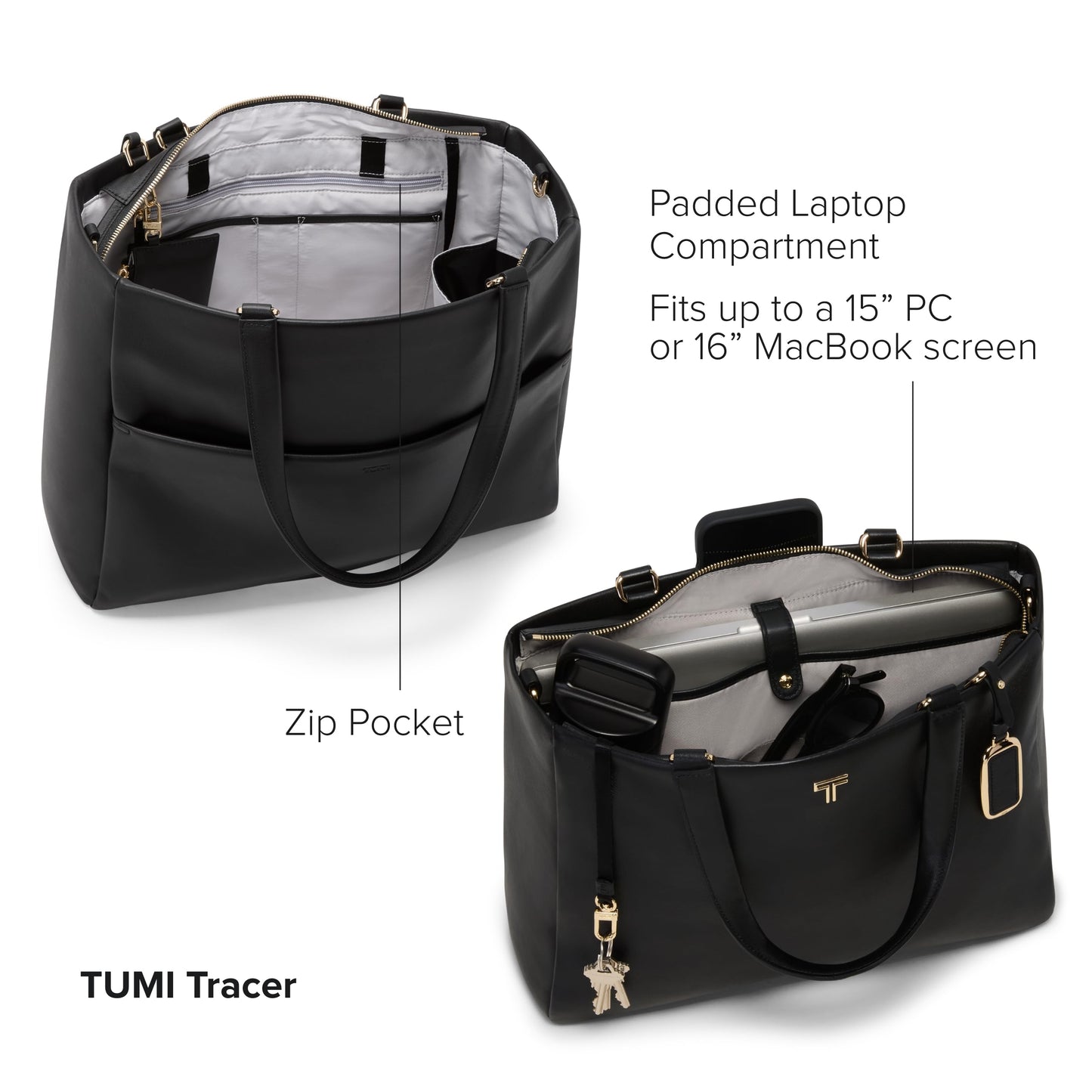 Leather Laptop Tote Bag With Crossbody Strap
