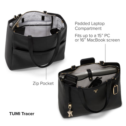 Leather Laptop Tote Bag With Crossbody Strap