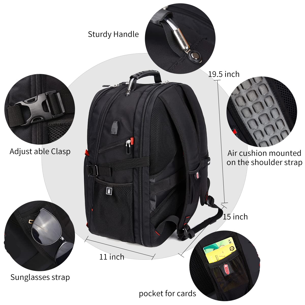 Extra Large Travel Laptop Backpack With Lock