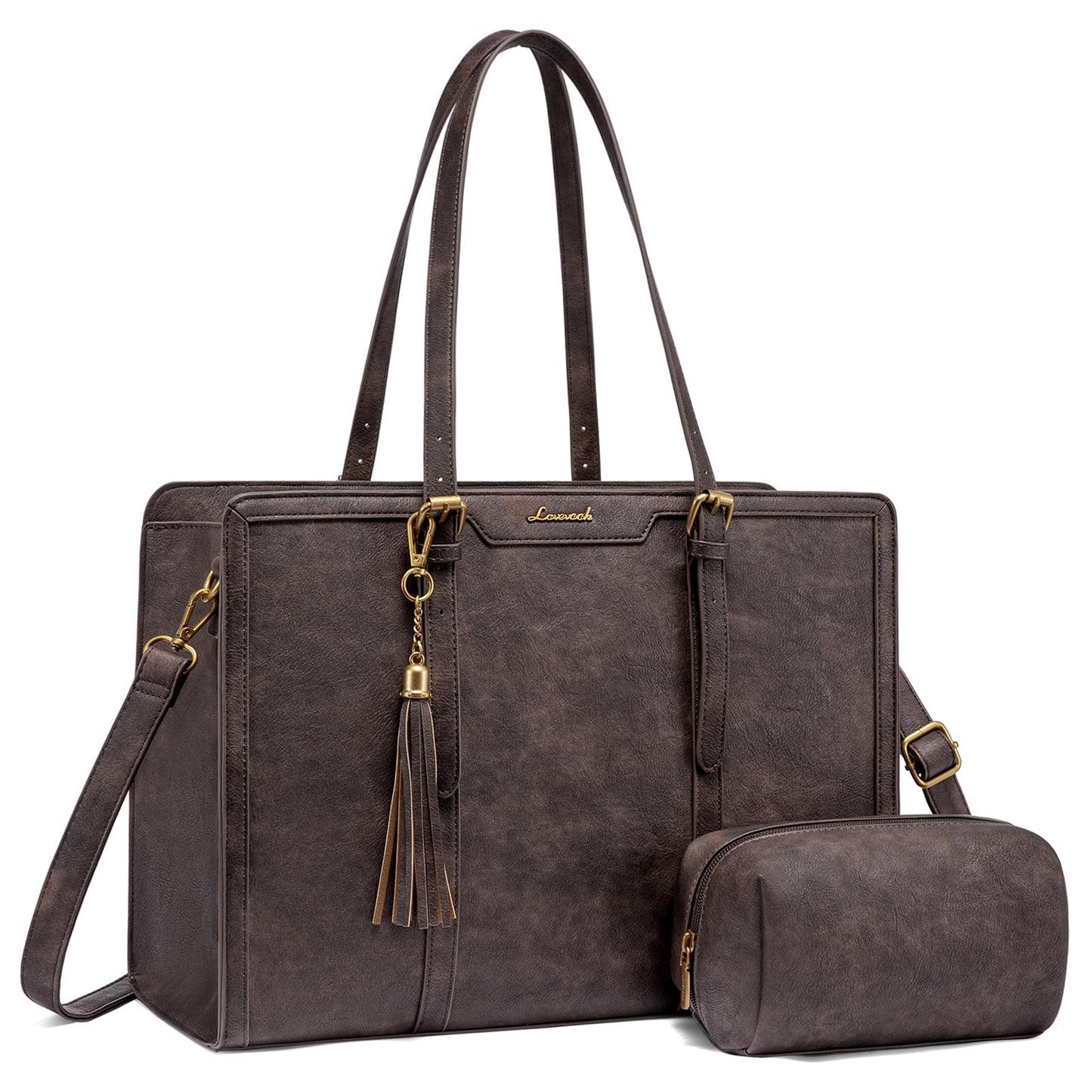 Vintage Leather Laptop Tote Bag