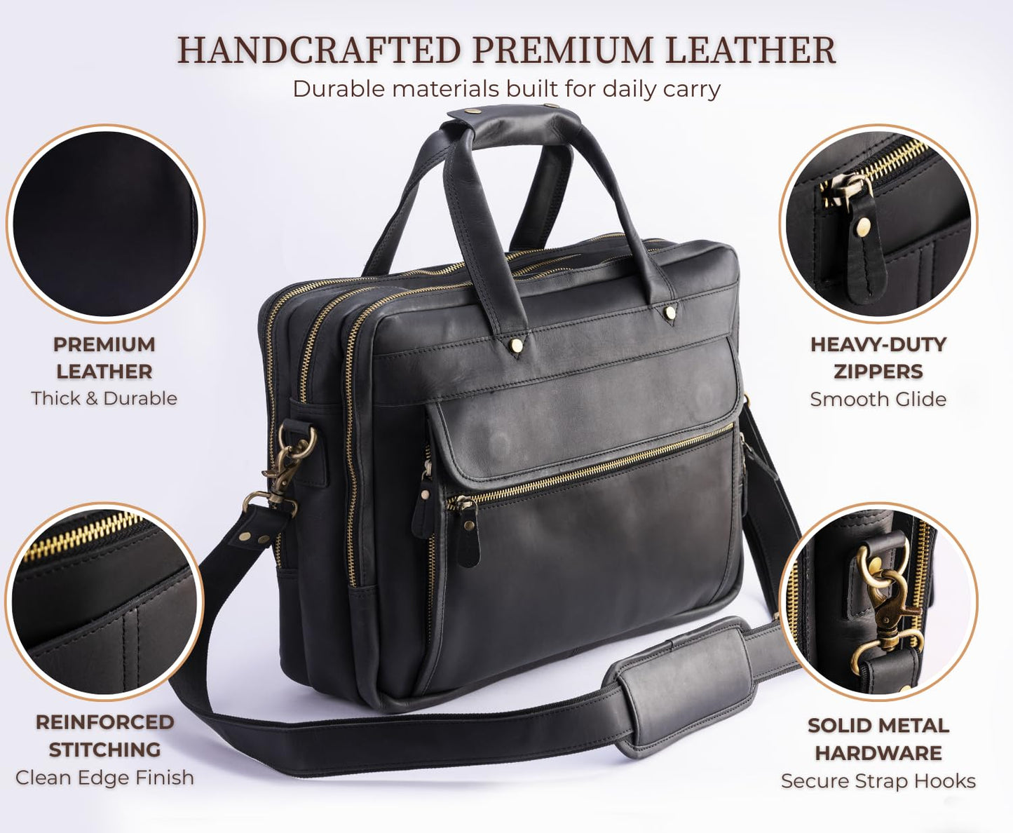 Genuine Leather Messenger Briefcase Bag