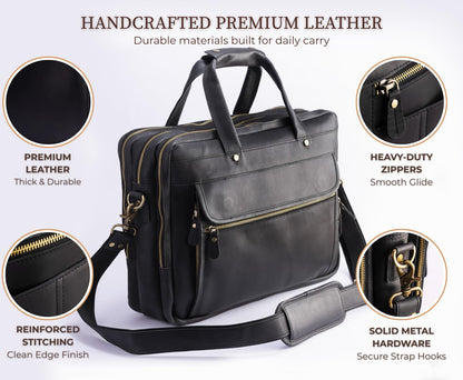 Genuine Leather Messenger Briefcase Bag