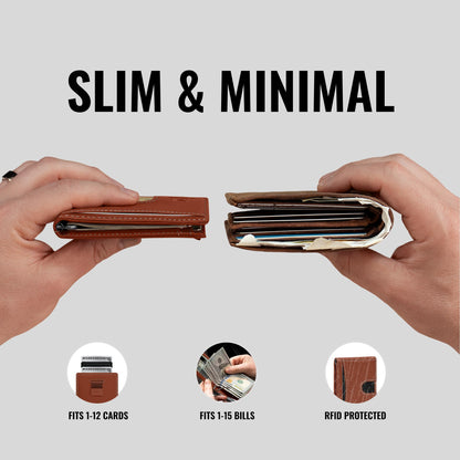 Slim Leather Money Clip Wallet With RFID Protection