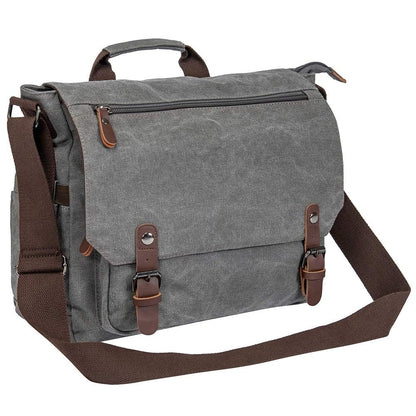 Vintage Leather Canvas Laptop Satchel Bag