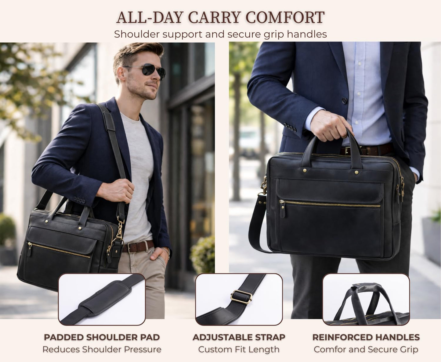 Genuine Leather Messenger Briefcase Bag