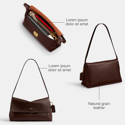 Natural Grain Leather Shoulder Bag