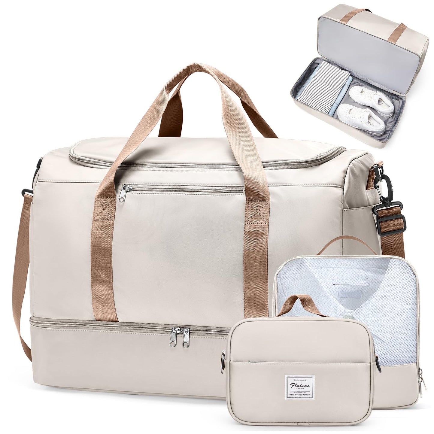 Large Weekender Travel Bag With Shoe Compartment