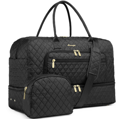 Large Travel Weekender Tote Bag With Wet Pocket