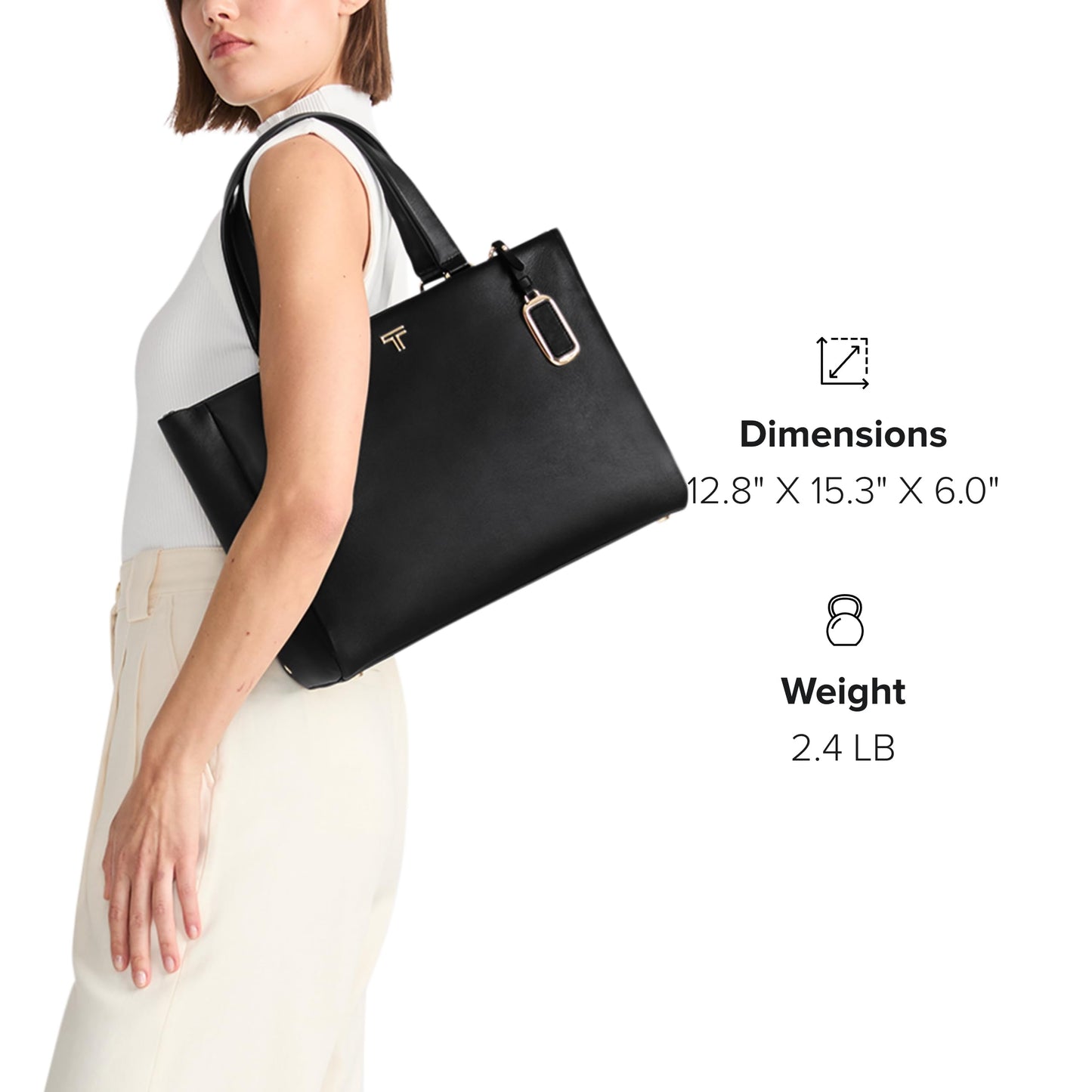Leather Laptop Tote Bag With Crossbody Strap