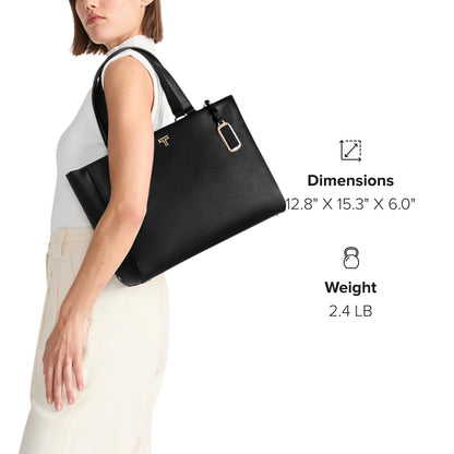 Leather Laptop Tote Bag With Crossbody Strap
