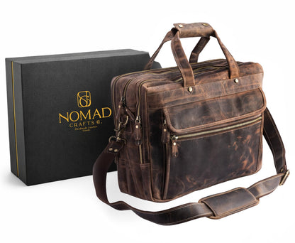 Genuine Leather Messenger Briefcase Bag