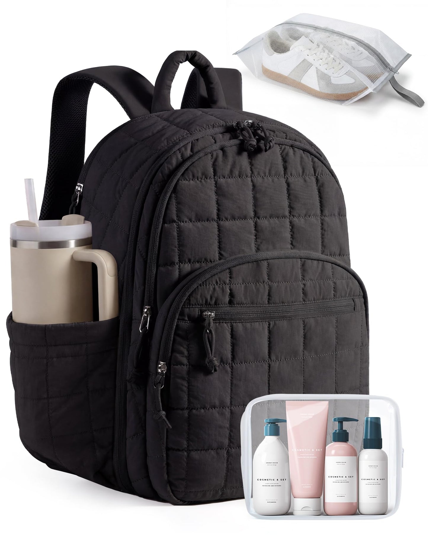 Quilted Laptop Backpack With Water-Resistant Design