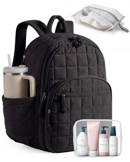 Quilted Laptop Backpack With Water-Resistant Design