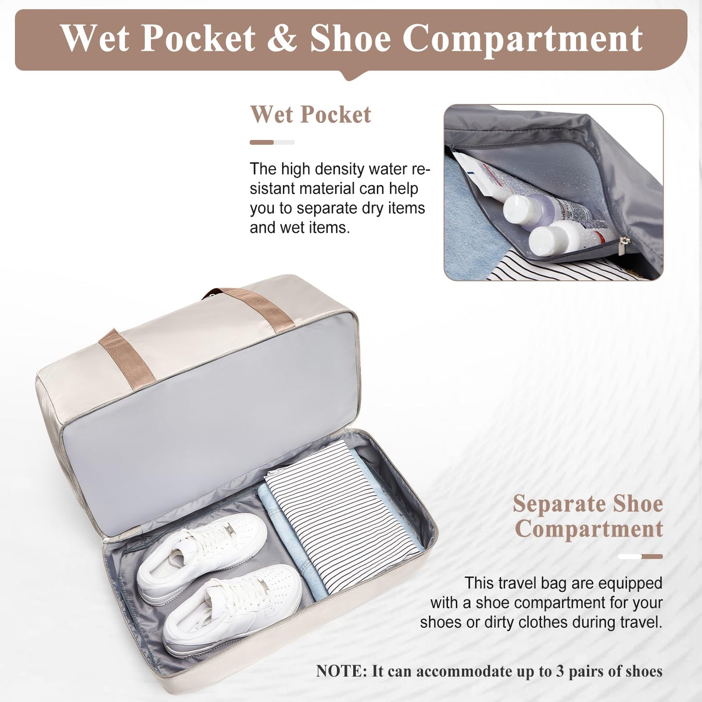 Large Weekender Travel Bag With Shoe Compartment