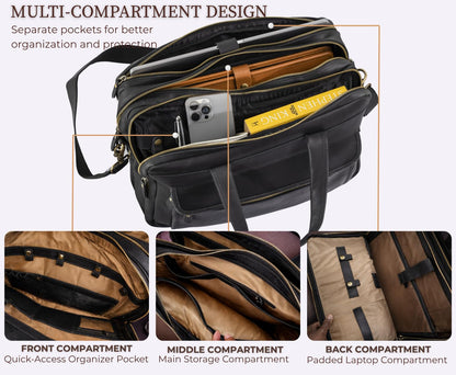 Genuine Leather Messenger Briefcase Bag