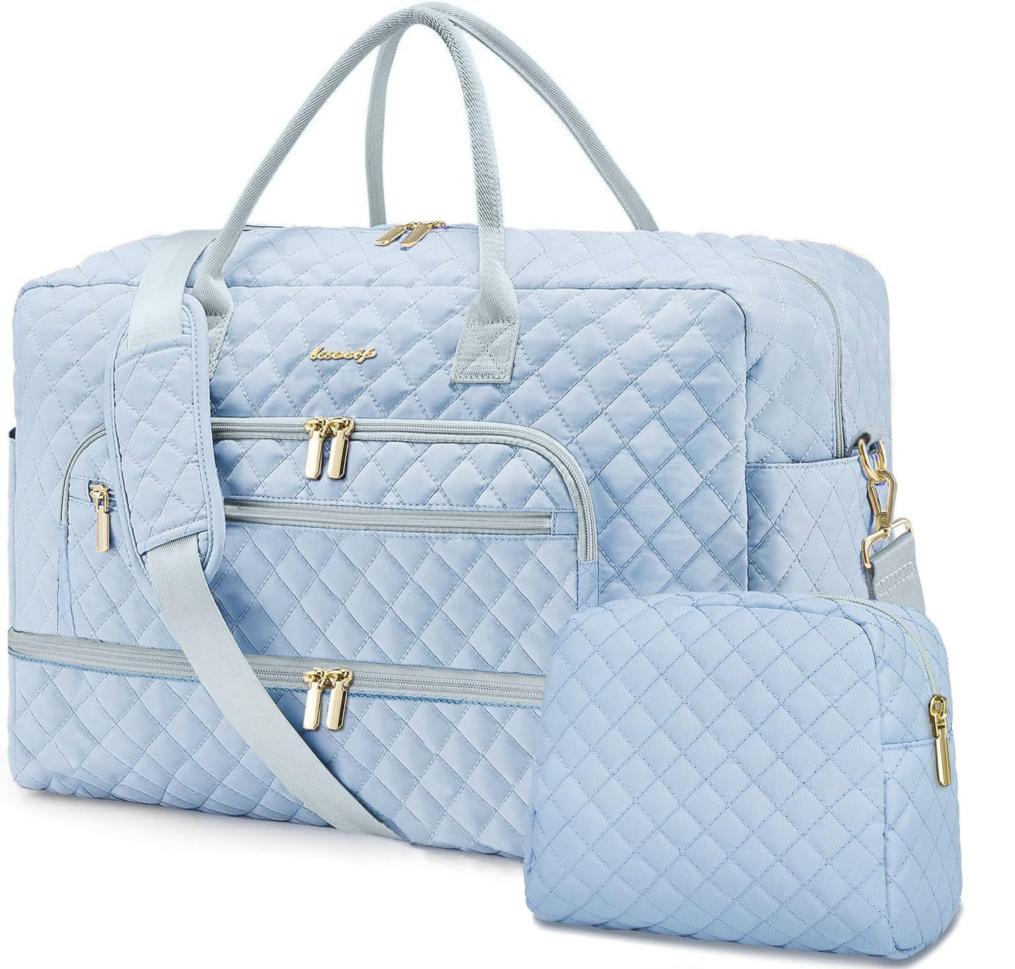 Large Travel Weekender Tote Bag With Wet Pocket