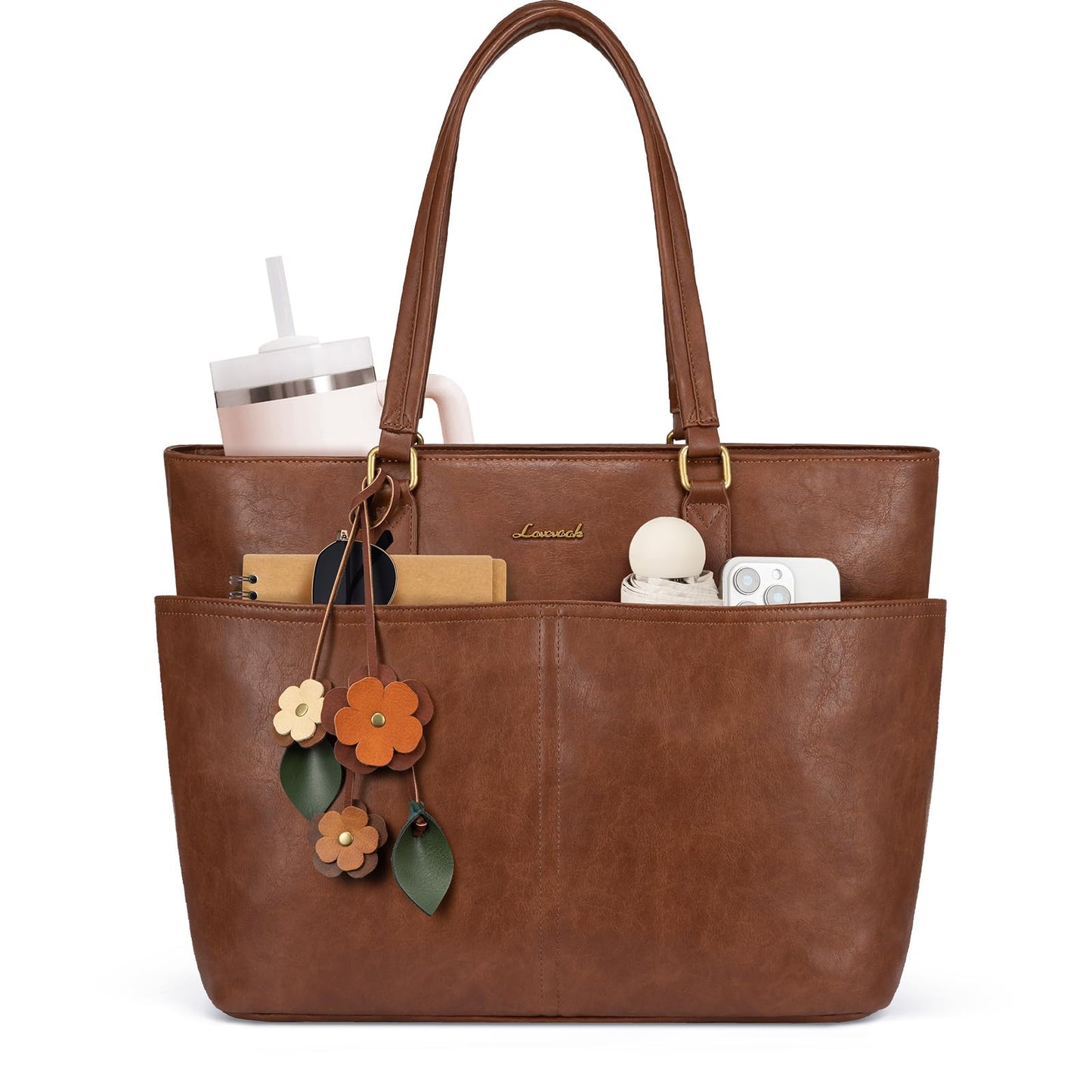 Vintage Leather Work Laptop Tote Bag