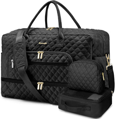 Large Travel Weekender Tote Bag With Wet Pocket