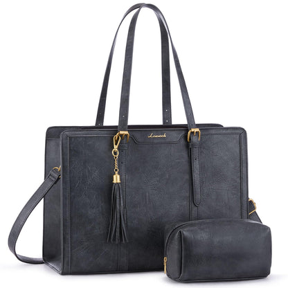 Vintage Leather Laptop Tote Bag