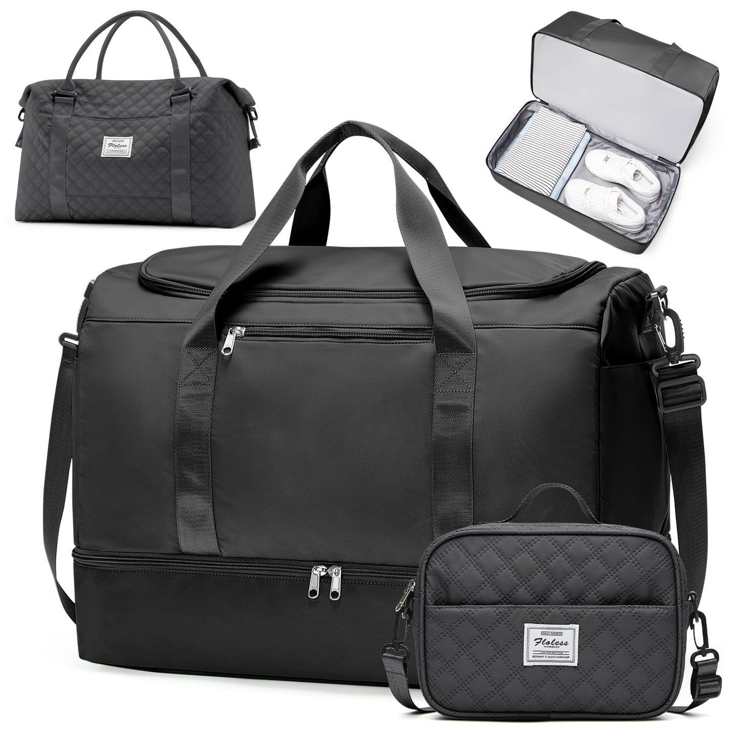 Large Weekender Travel Bag With Shoe Compartment