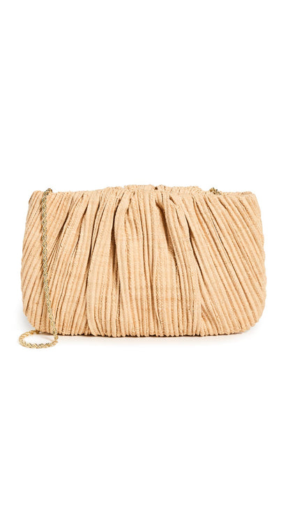 Pleated Evening Pouch Bag With Wrist Strap