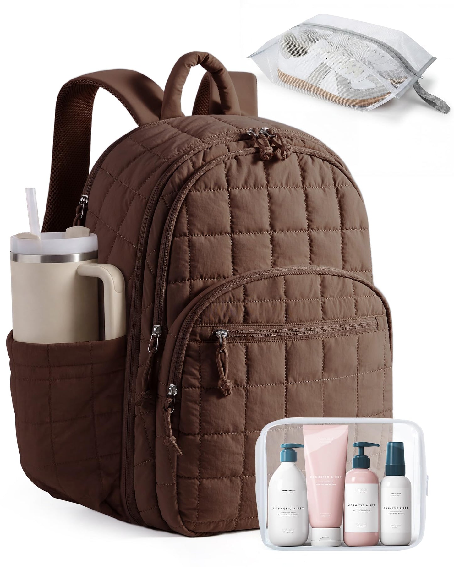 Quilted Laptop Backpack With Water-Resistant Design
