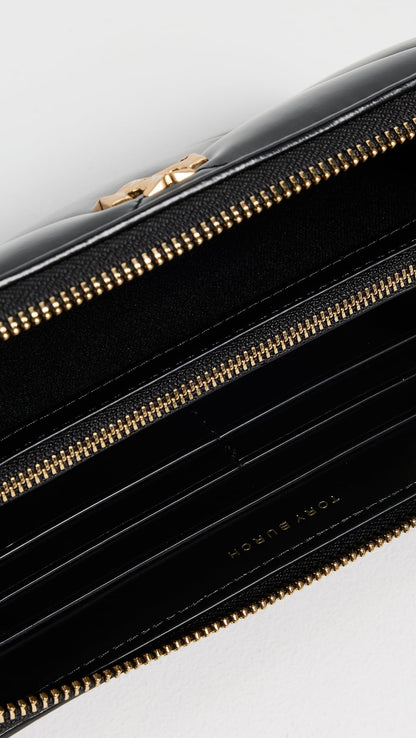 Quilted Zip Continental Leather Wallet