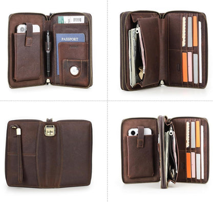 Leather Passport Travel Wallet & Phone Organizer