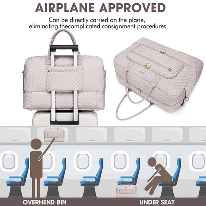 Large Travel Weekender Tote Bag With Wet Pocket