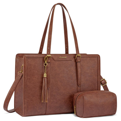 Vintage Leather Laptop Tote Bag