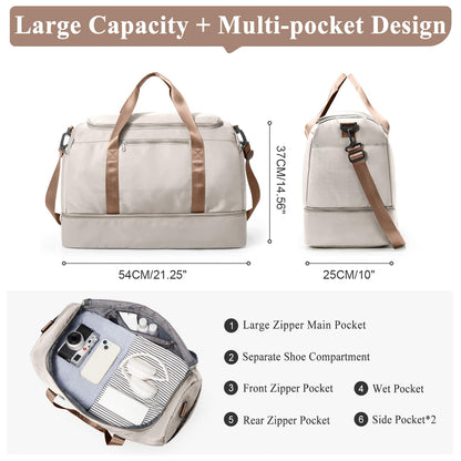 Large Weekender Travel Bag With Shoe Compartment