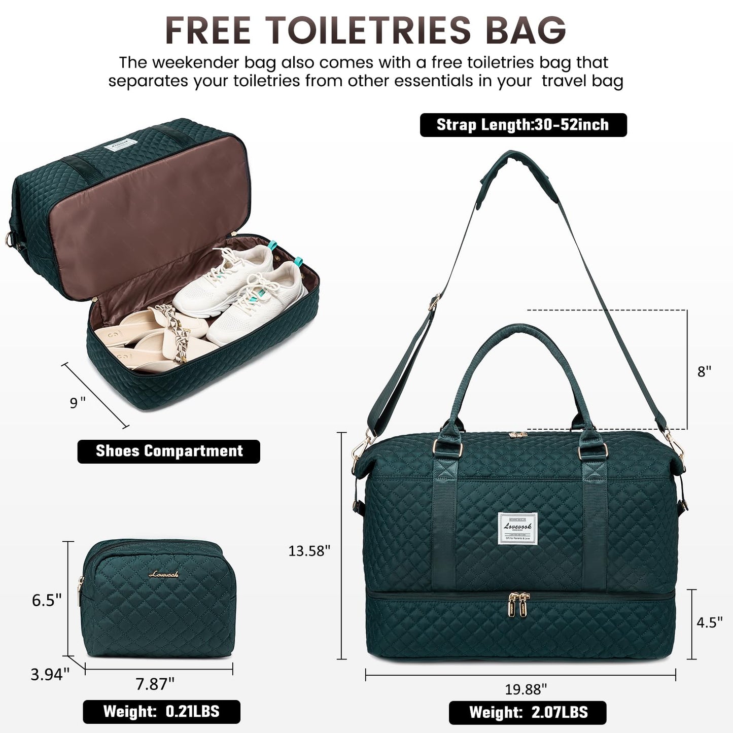 Weekender Travel Bag With Shoe & Wet Pocket