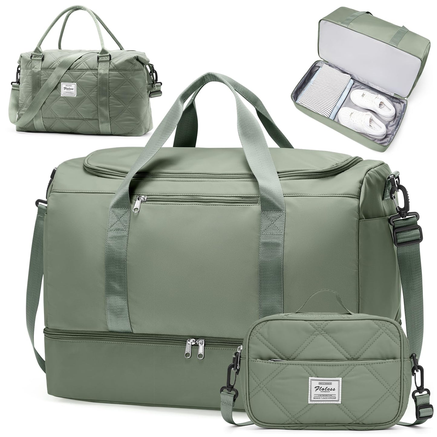 Large Weekender Travel Bag With Shoe Compartment