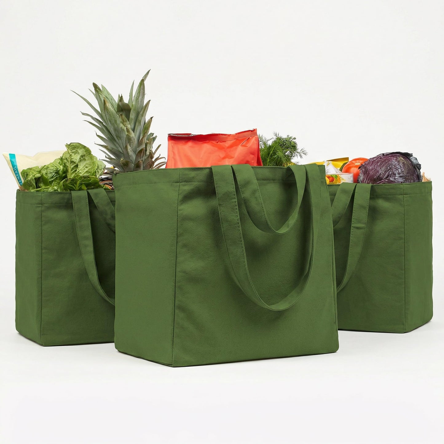 XL Canvas Grocery Tote Bag Set