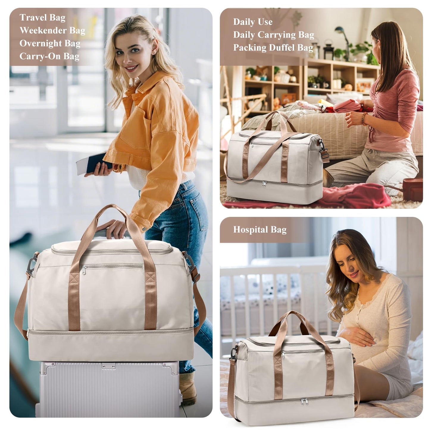 Large Weekender Travel Bag With Shoe Compartment