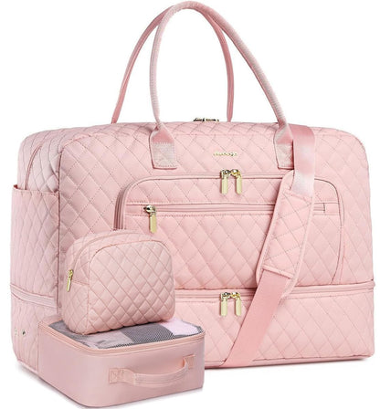 Large Travel Weekender Tote Bag With Wet Pocket