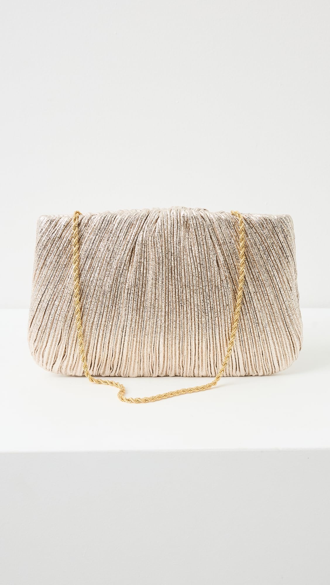 Pleated Evening Pouch Bag With Wrist Strap