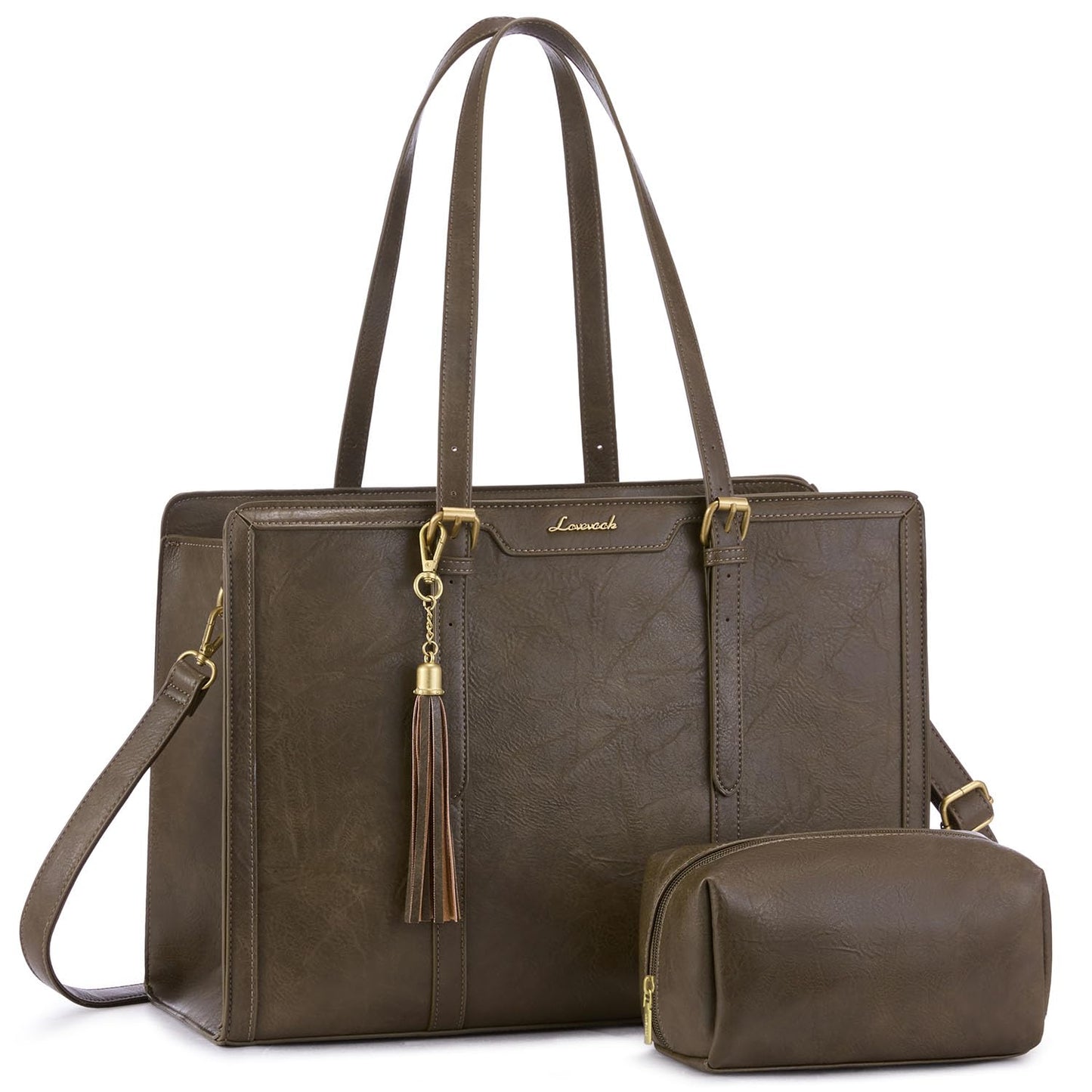Vintage Leather Laptop Tote Bag