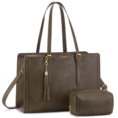 Vintage Leather Laptop Tote Bag