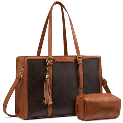 Vintage Leather Laptop Tote Bag