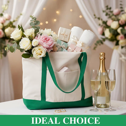 Large Canvas Tote Bag With Zip Closure