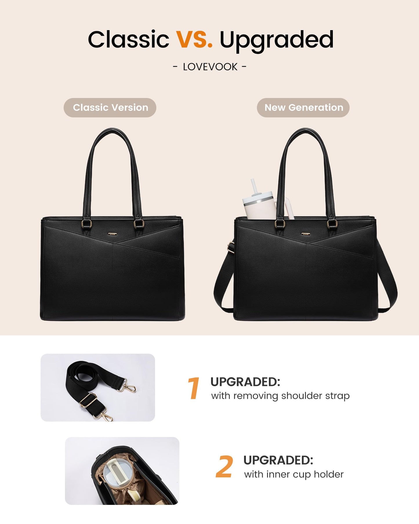 Waterproof Leather Laptop Tote Bag